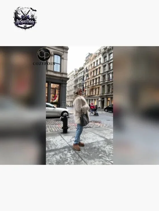 Faux Fur Coat Mid Length Plush Winter Jacket Women's Outerwear - Picture 7 of 7